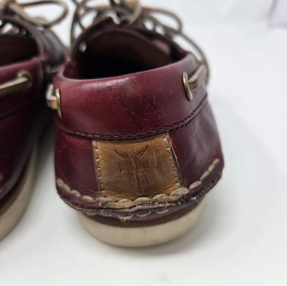 FRYE SULLY BOAT SHOES SLIP ON LOAFERS BURGUNDY LEATHER MEN SIZE 9 NAUTICAL FALL - Picture 9 of 15